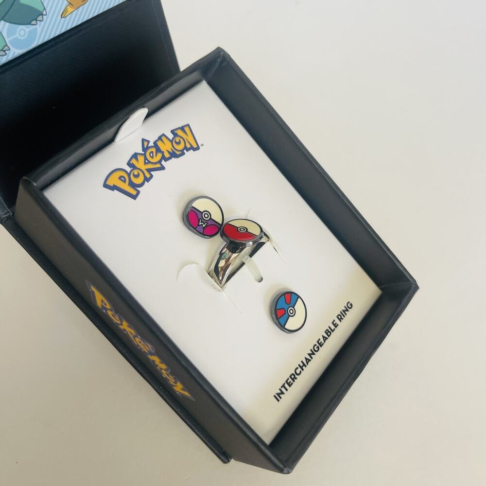 Size 8 Pokemon Pokeball Intechangeable RING , Set Of 3, Officially Licensed - Picture 2 of 8